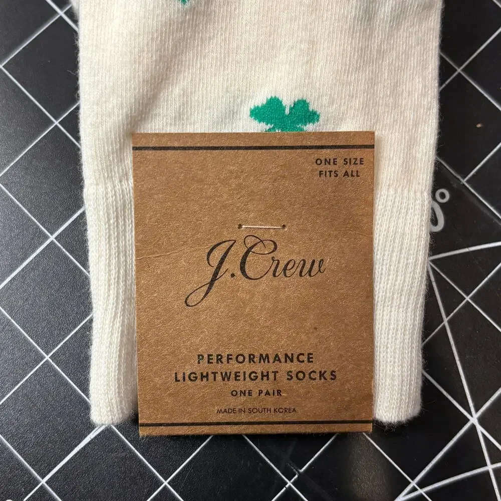 J.Crew Performance Lightweight Socks Clover Print One Pair NEW